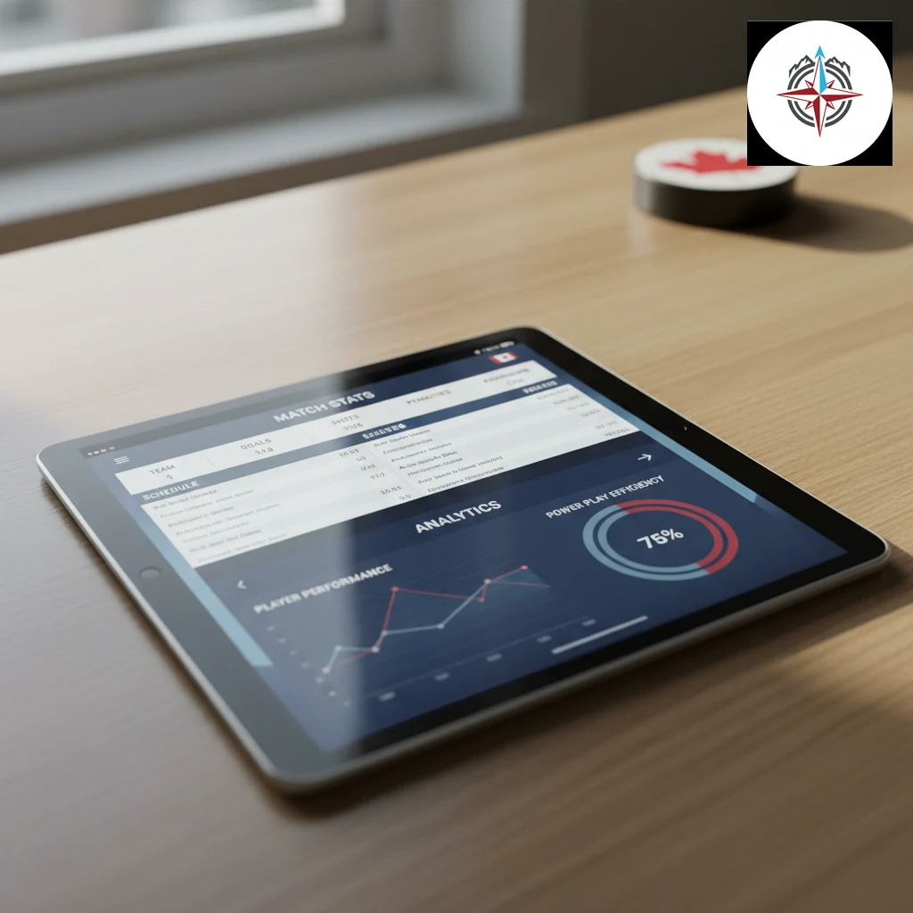 Ice hockey statistics and game odds displayed on a sports platform tablet view